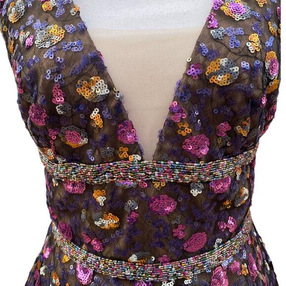 Bronx And Banco Barbara Flared Dress Purple Sequin Women's Size 6 - Picture 7 of 8